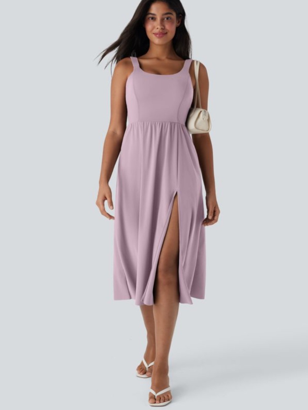 NWOT Halara Purple SoftlyZero Airy Cool Touch Midi Casual Dress